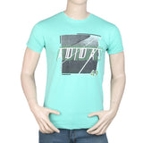 Men's Slim Fit Printed T-Shirt -Cyan, Men, T-Shirts And Polos, Chase Value, Chase Value