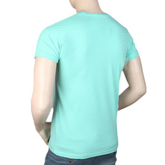 Men's Slim Fit Printed T-Shirt -Cyan, Men, T-Shirts And Polos, Chase Value, Chase Value
