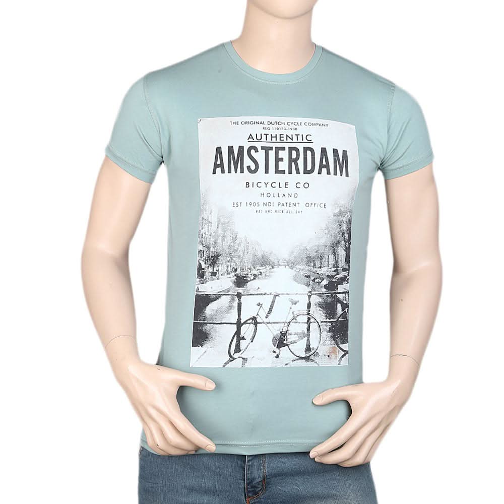 Men's Slim Fit Printed T-Shirt -Grey, Men, T-Shirts And Polos, Chase Value, Chase Value