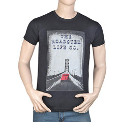 Men's Slim Fit Printed T-Shirt -Black, Men, T-Shirts And Polos, Chase Value, Chase Value