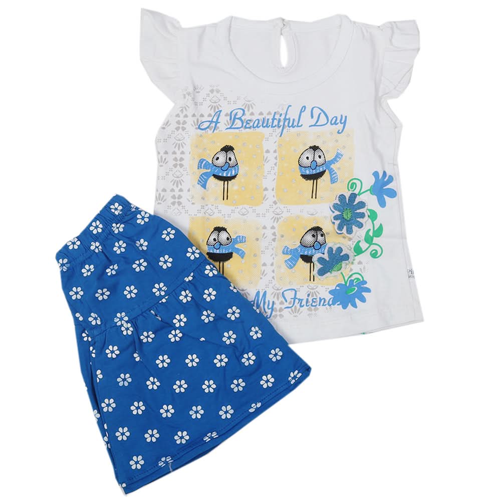 Newborn Girls Half Sleeves Suit - Blue, Kids, Newborn Girls Sets And Suits, Chase Value, Chase Value