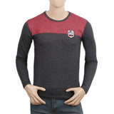 Men's Full Sleeves T-Shirt - Maroon & Black, Men, T-Shirts And Polos, Chase Value, Chase Value