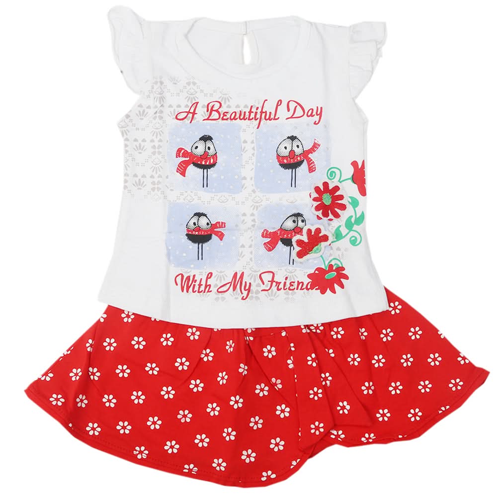 Newborn Girls Half Sleeves Suit - Red, Kids, Newborn Girls Sets And Suits, Chase Value, Chase Value