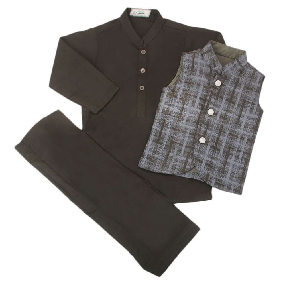 Boys Shalwar Suits With Waistcoat - Olive Green, Kids, Boys Shalwar Kameez, Chase Value, Chase Value
