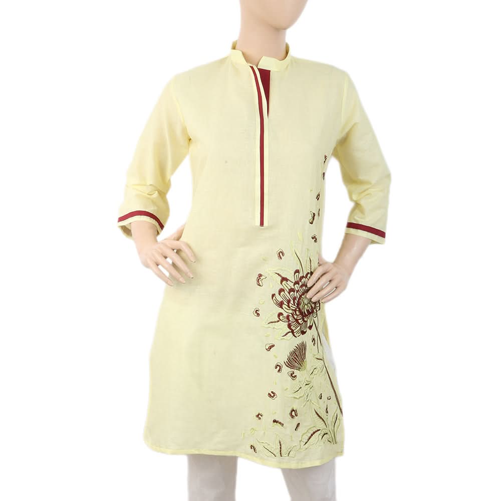 Women's Embroidered Kurti - Yellow, Women, Ready Kurtis, Chase Value, Chase Value