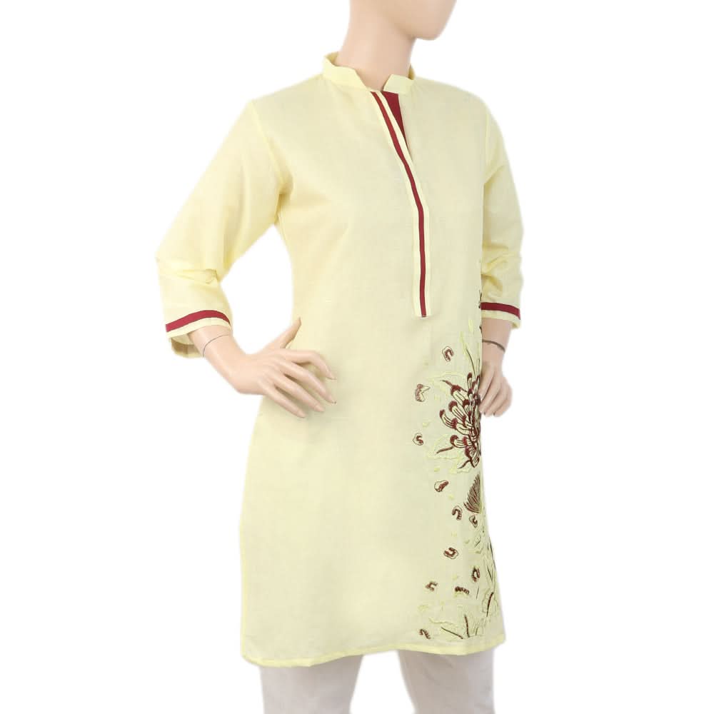 Women's Embroidered Kurti - Yellow, Women, Ready Kurtis, Chase Value, Chase Value