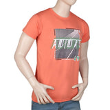 Men's Slim Fit Printed T-Shirt -Peach, Men, T-Shirts And Polos, Chase Value, Chase Value