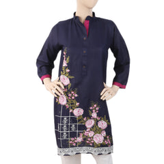 Women's Embroidered Front Button Kurti - Navy Blue, Women, Ready Kurtis, Chase Value, Chase Value