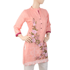 Women's Embroidered Front Button Kurti - Peach, Women, Ready Kurtis, Chase Value, Chase Value