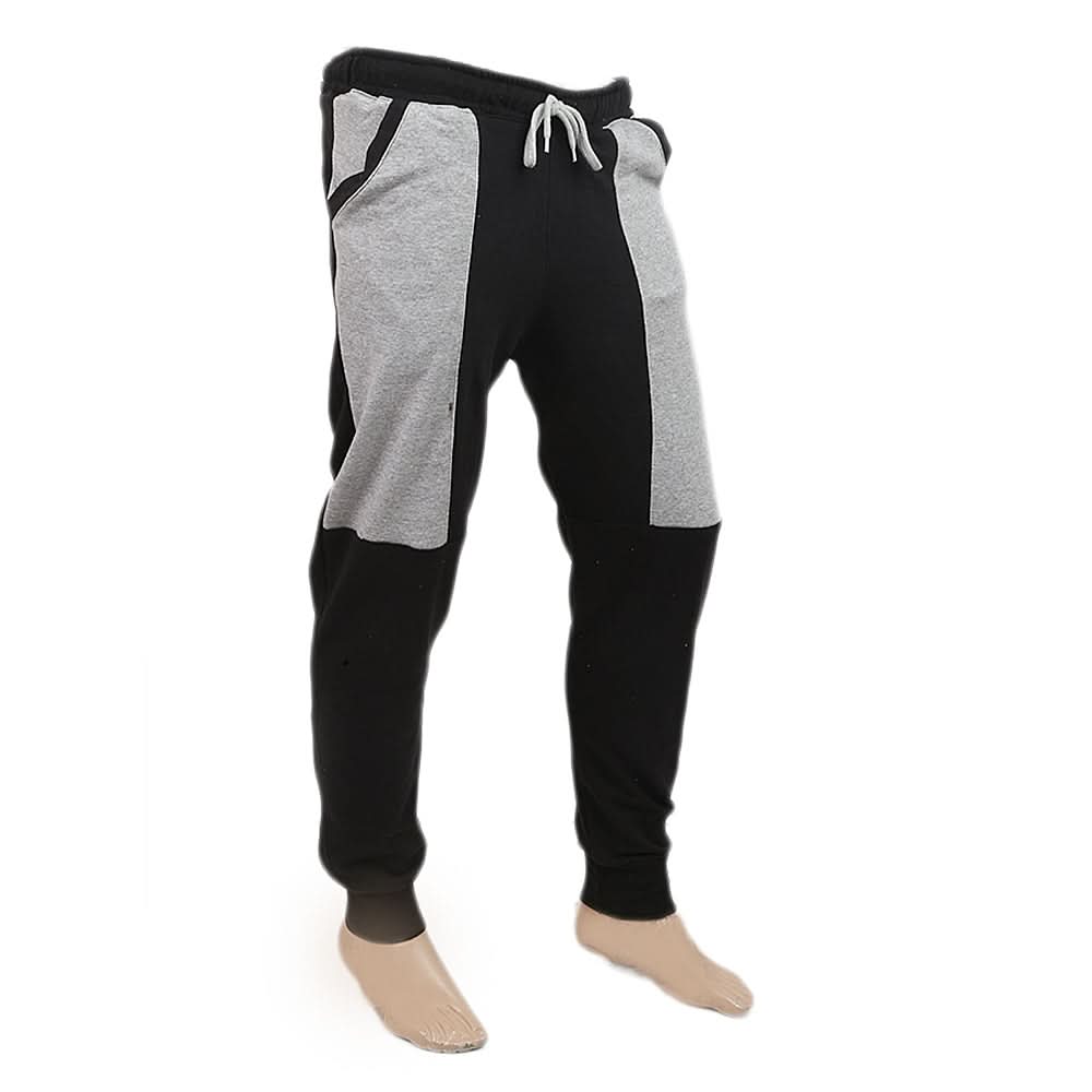 Men's Fancy Knitted Logo Trouser - Black & Grey, Men, Lowers And Sweatpants, Chase Value, Chase Value