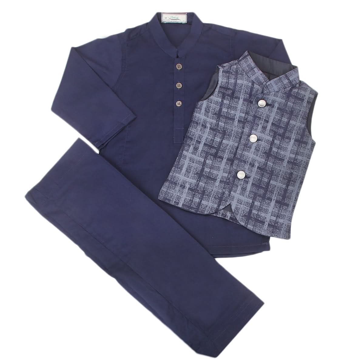 Boys Shalwar Suits With Waistcoat - Navy Blue, Kids, Boys Shalwar Kameez, Chase Value, Chase Value