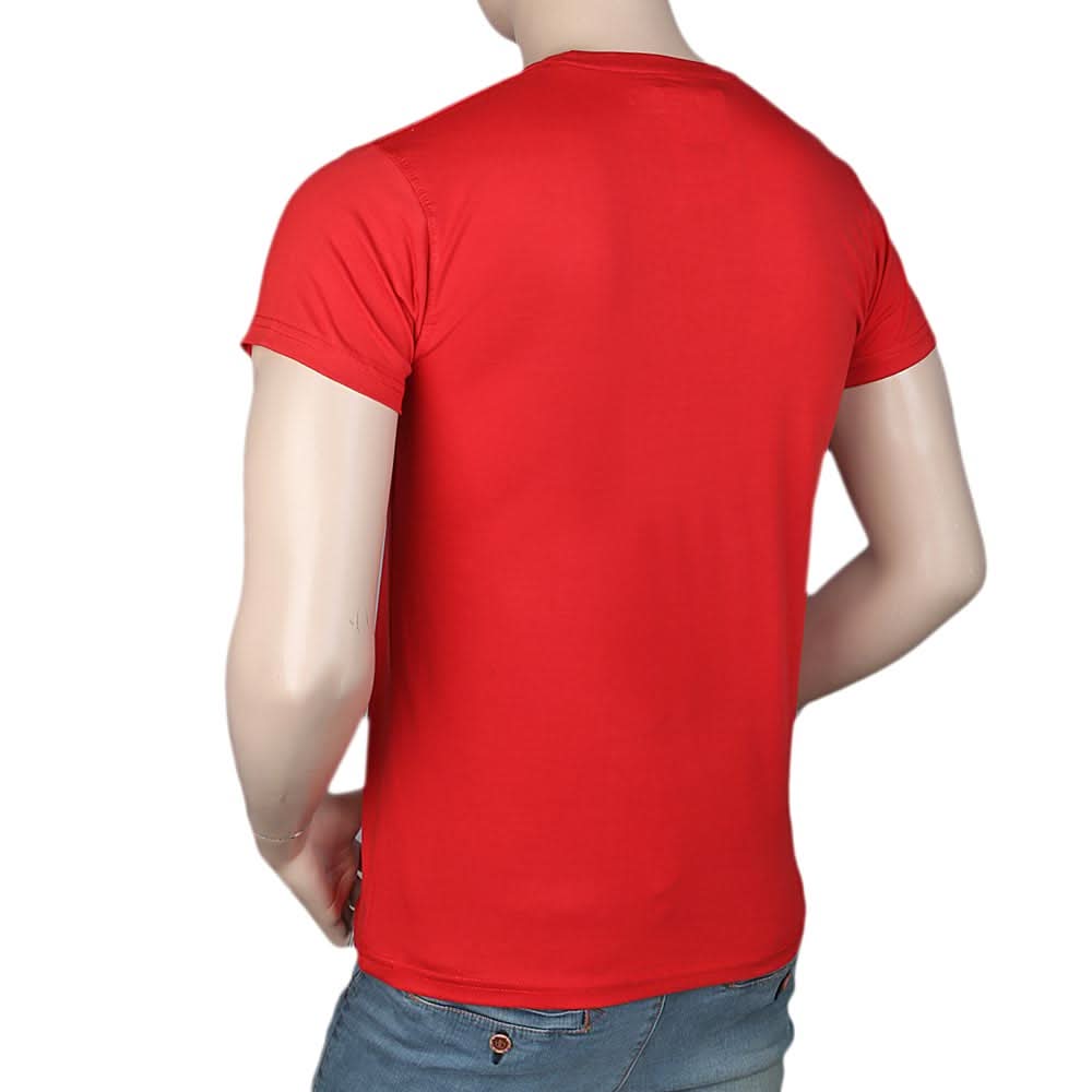 Men's Slim Fit Printed T-Shirt -Red, Men, T-Shirts And Polos, Chase Value, Chase Value