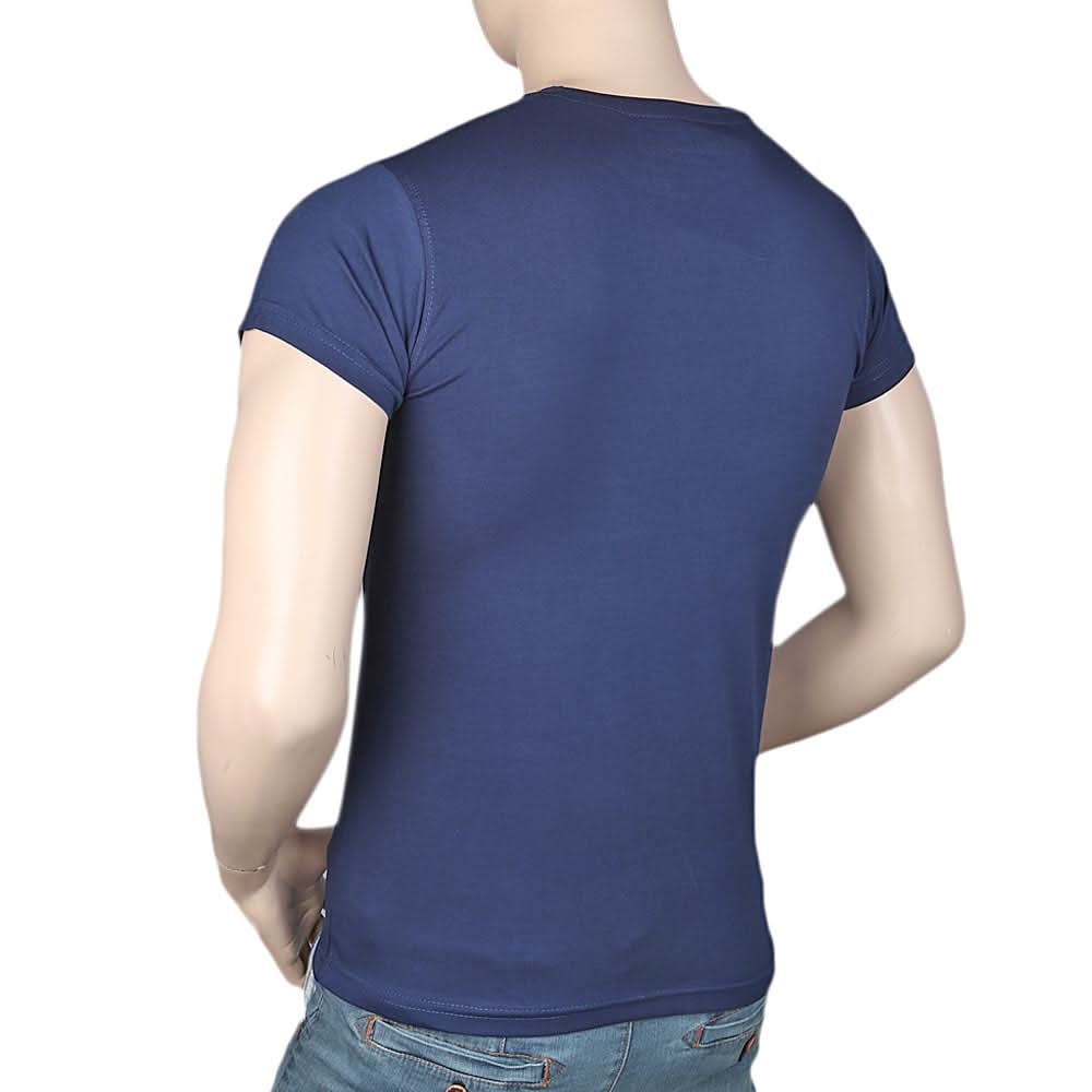 Men's Slim Fit Printed T-Shirt -Navy Blue, Men, T-Shirts And Polos, Chase Value, Chase Value