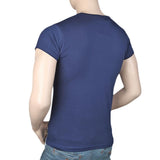 Men's Slim Fit Printed T-Shirt -Navy Blue, Men, T-Shirts And Polos, Chase Value, Chase Value