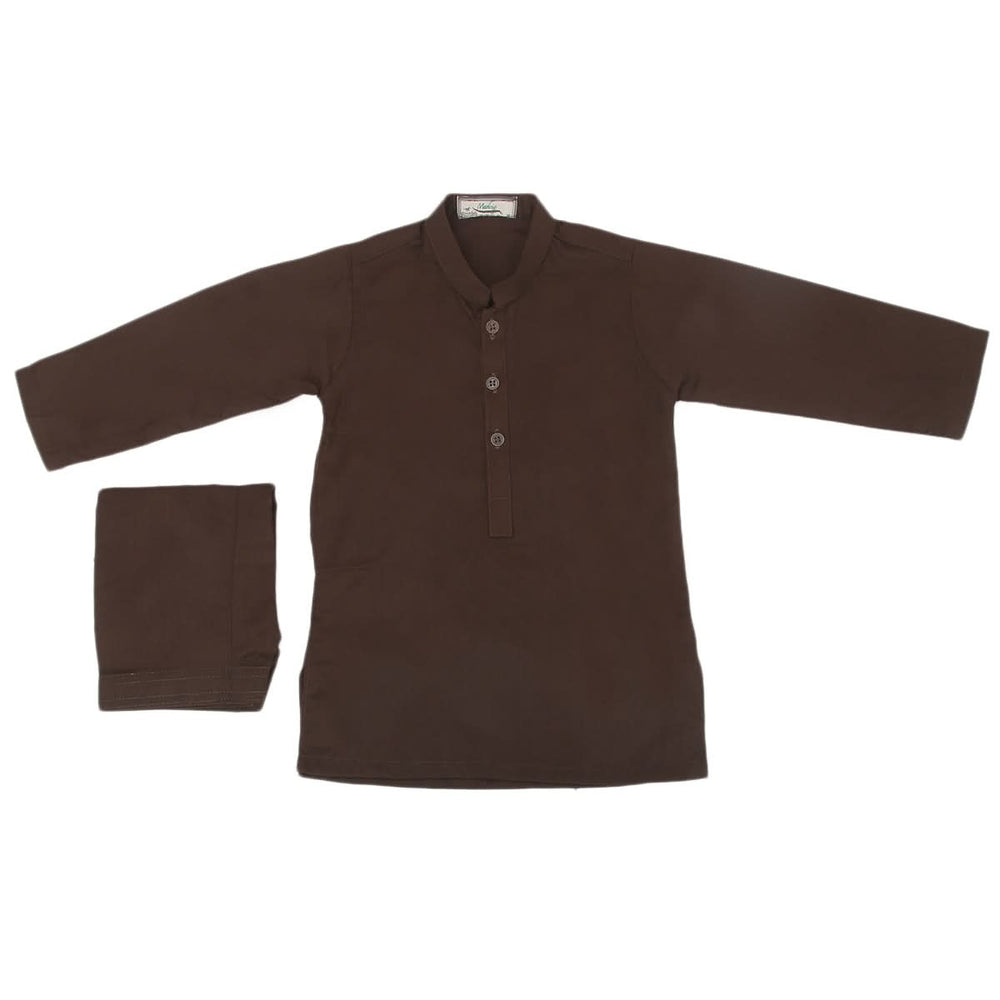 Boys Shalwar Suits With Waistcoat - Dark Brown, Kids, Boys Shalwar Kameez, Chase Value, Chase Value
