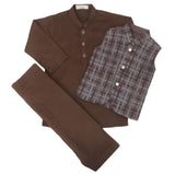 Boys Shalwar Suits With Waistcoat - Dark Brown, Kids, Boys Shalwar Kameez, Chase Value, Chase Value