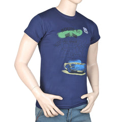 Men's Slim Fit Printed T-Shirt - Navy Blue, Men, T-Shirts And Polos, Chase Value, Chase Value