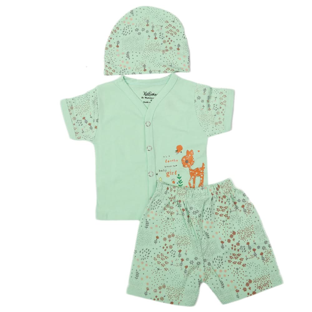 Newborn Boys Half Sleeves Suit - Sea Green, Kids, Newborn Boys Sets And Suits, Chase Value, Chase Value