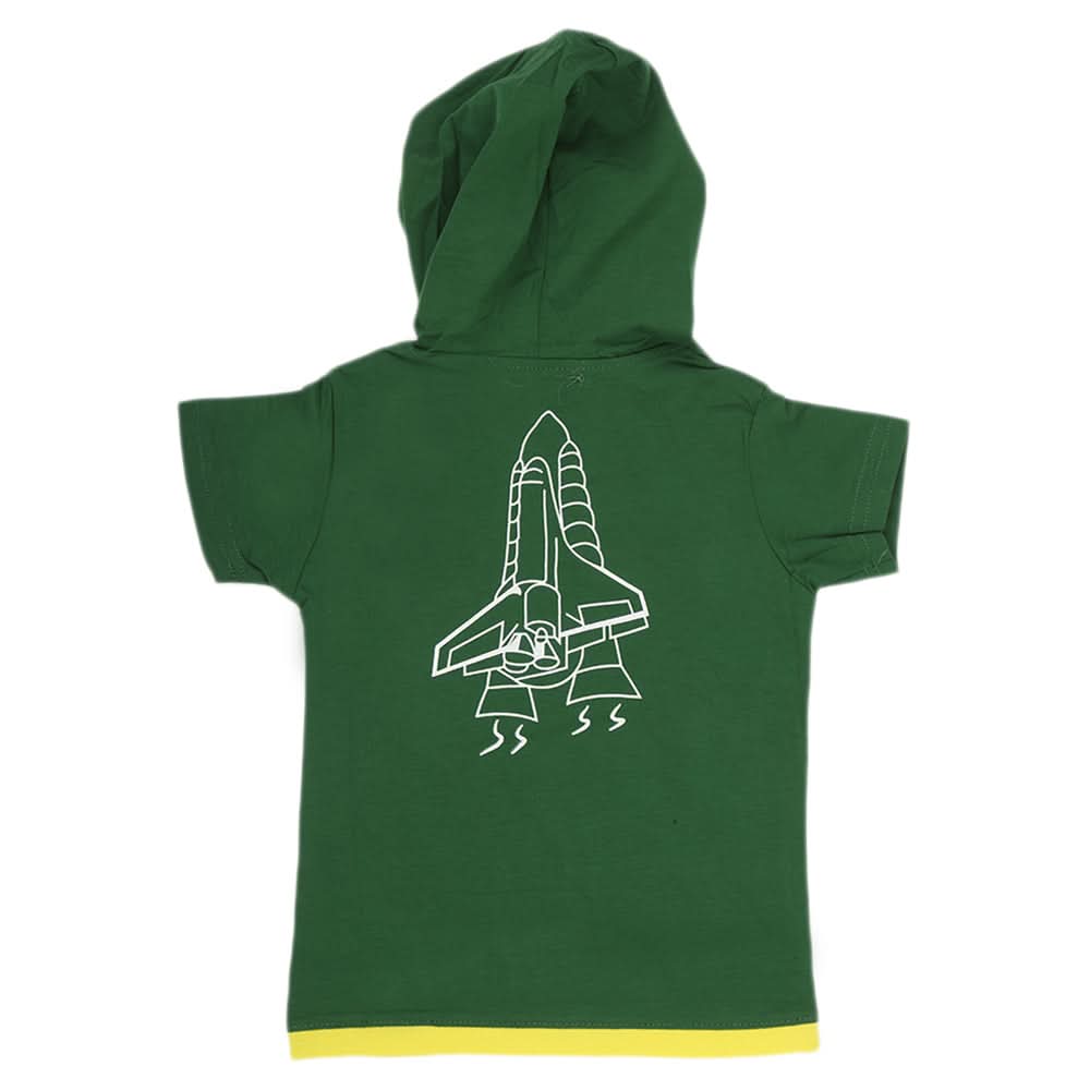 Boys Half Sleeves Hooded T-Shirt - Green, Kids, Boys T-Shirts, Chase Value, Chase Value