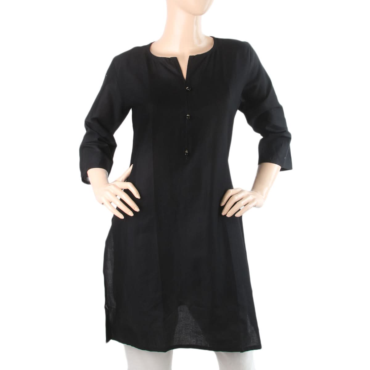 Womens Kurti Plain 5058-B - Black, Women, Ready Kurtis, Chase Value, Chase Value