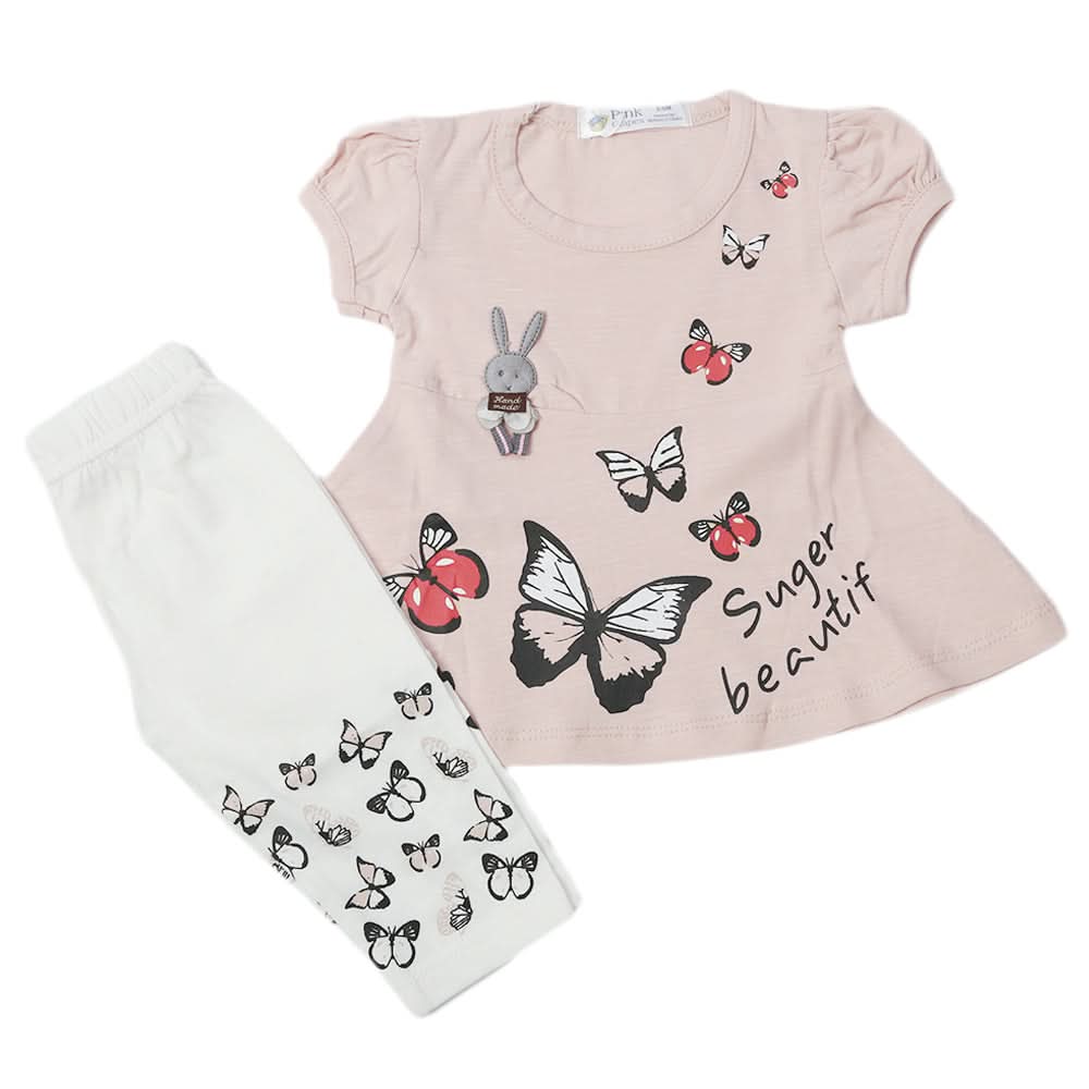 Newborn Girls Half Sleeves Suit - Tea Pink, Kids, Newborn Girls Sets And Suits, Chase Value, Chase Value