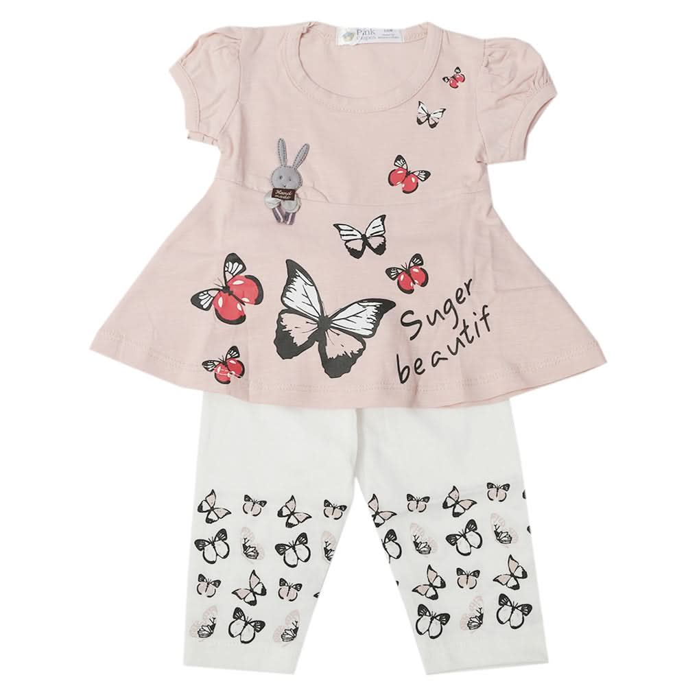 Newborn Girls Half Sleeves Suit - Tea Pink, Kids, Newborn Girls Sets And Suits, Chase Value, Chase Value