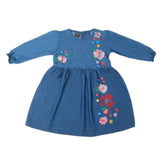 Girls Embroidered Denim Frock - Blue, Girls Apparel, Chase Value, Chase Value