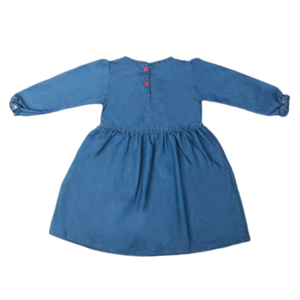 Girls Embroidered Denim Frock - Blue, Kids, Girls Kurti, Chase Value, Chase Value