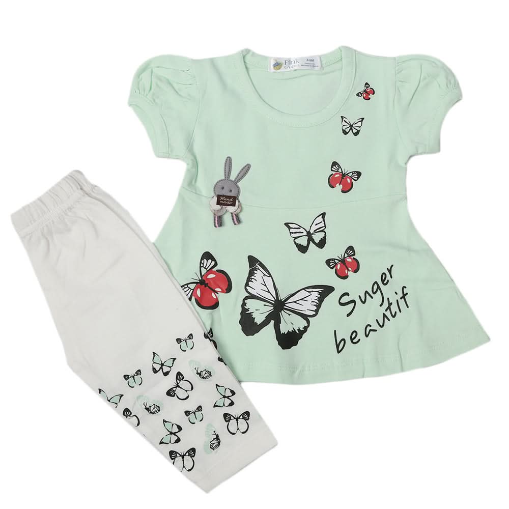 Newborn Girls Half Sleeves Suit - Sea Green, Kids, Newborn Girls Sets And Suits, Chase Value, Chase Value