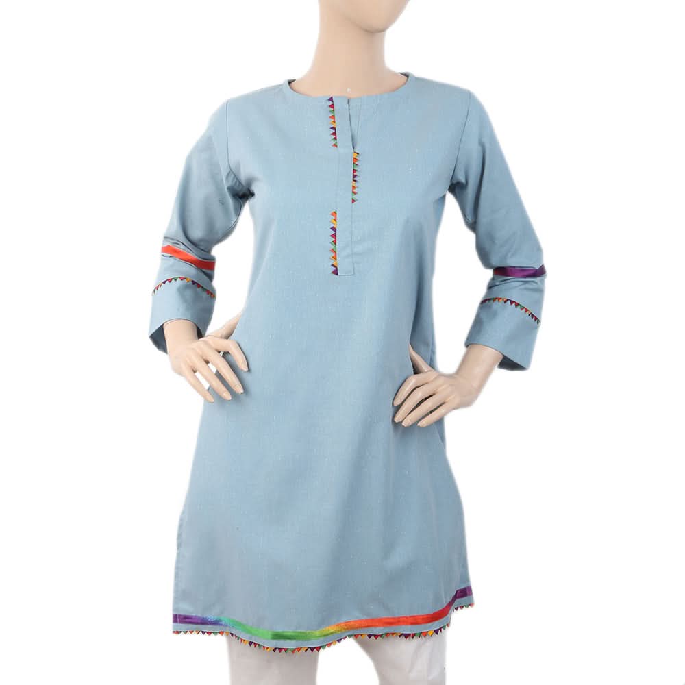 Women's Kurti - Steel Blue, Women, Ready Kurtis, Chase Value, Chase Value