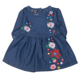 Girls Embroidered Denim Frock- Dark Blue, Girls Apparel, Chase Value, Chase Value