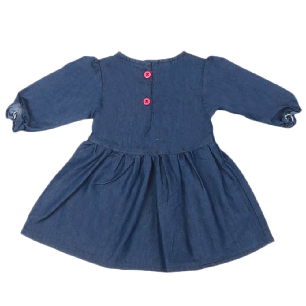 Girls Embroidered Denim Frock- Dark Blue, Girls Apparel, Chase Value, Chase Value