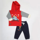 Newborn Boys Full Sleeves Hooded Suit - Red, Kids, NB Boys Sets And Suits, Chase Value, Chase Value