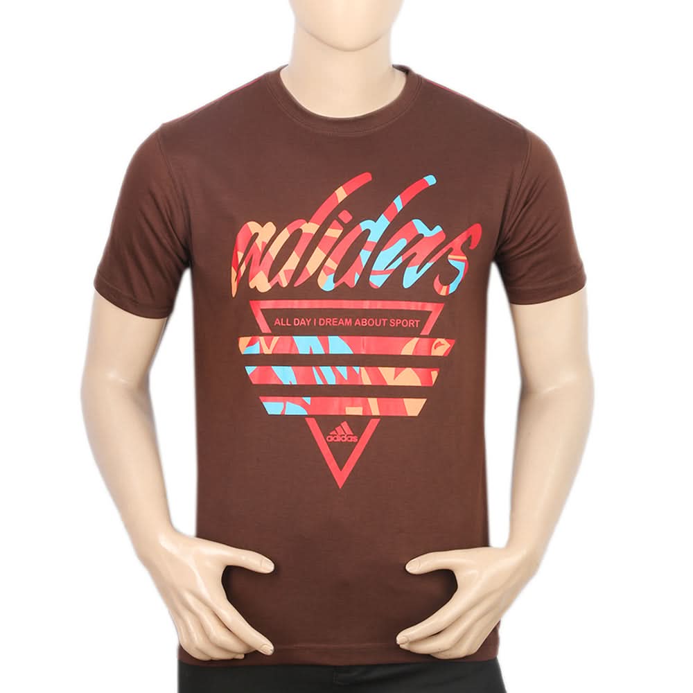 Men's Half Sleeves Print T-Shirt - Dark Brown, Men, T-Shirts And Polos, Chase Value, Chase Value