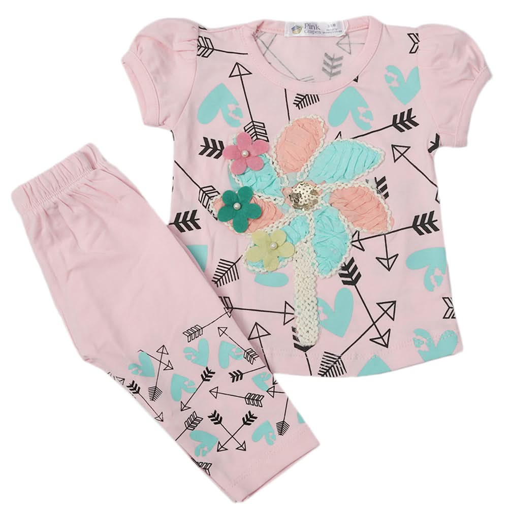 Newborn Girls Half Sleeves Suit - Pink, Kids, Newborn Girls Sets And Suits, Chase Value, Chase Value
