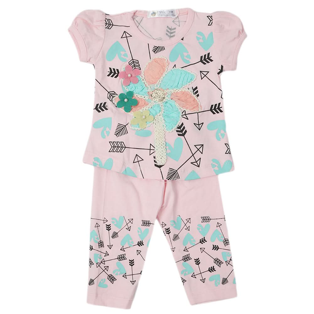 Newborn Girls Half Sleeves Suit - Pink, Kids, Newborn Girls Sets And Suits, Chase Value, Chase Value