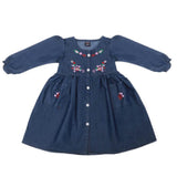 Girls Embroidered Denim Frock - Dark Blue, Girls Apparel, Chase Value, Chase Value