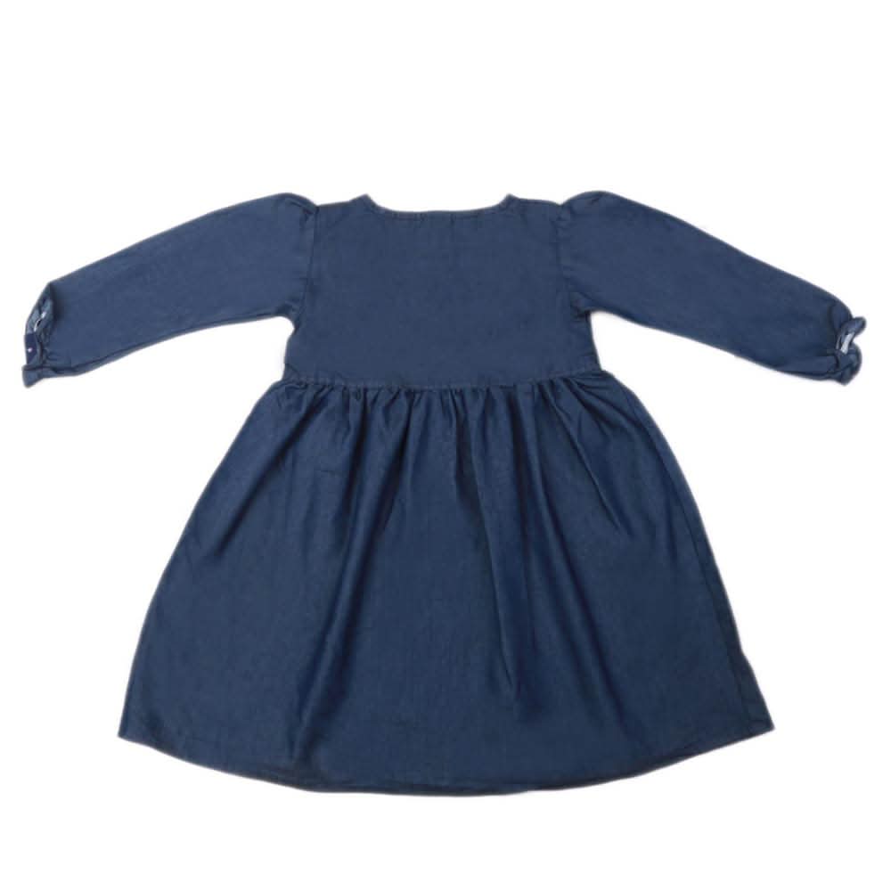 Girls Embroidered Denim Frock - Dark Blue, Girls Apparel, Chase Value, Chase Value