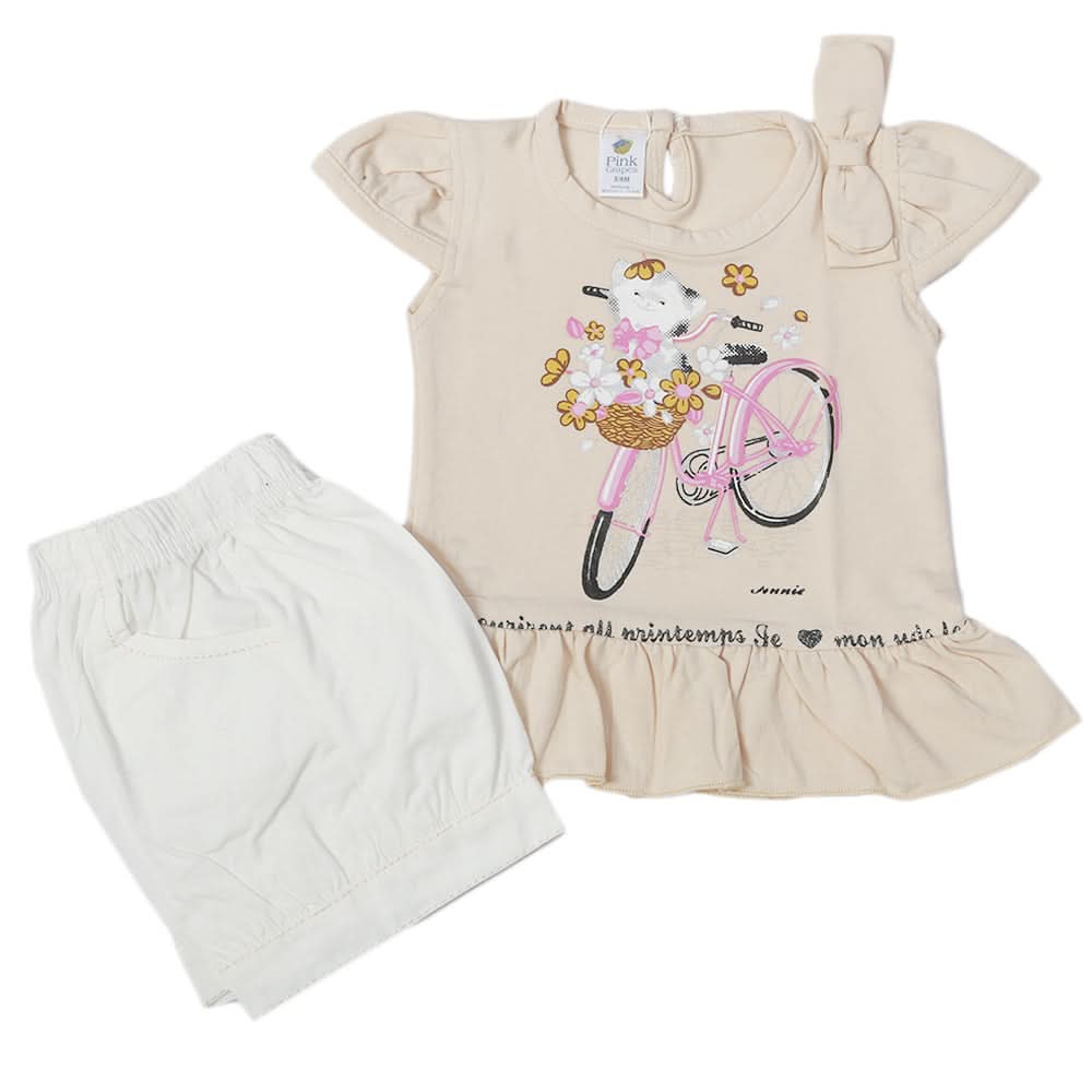 Newborn Girls Half Sleeves Suit - Beige, Kids, Newborn Girls Sets And Suits, Chase Value, Chase Value