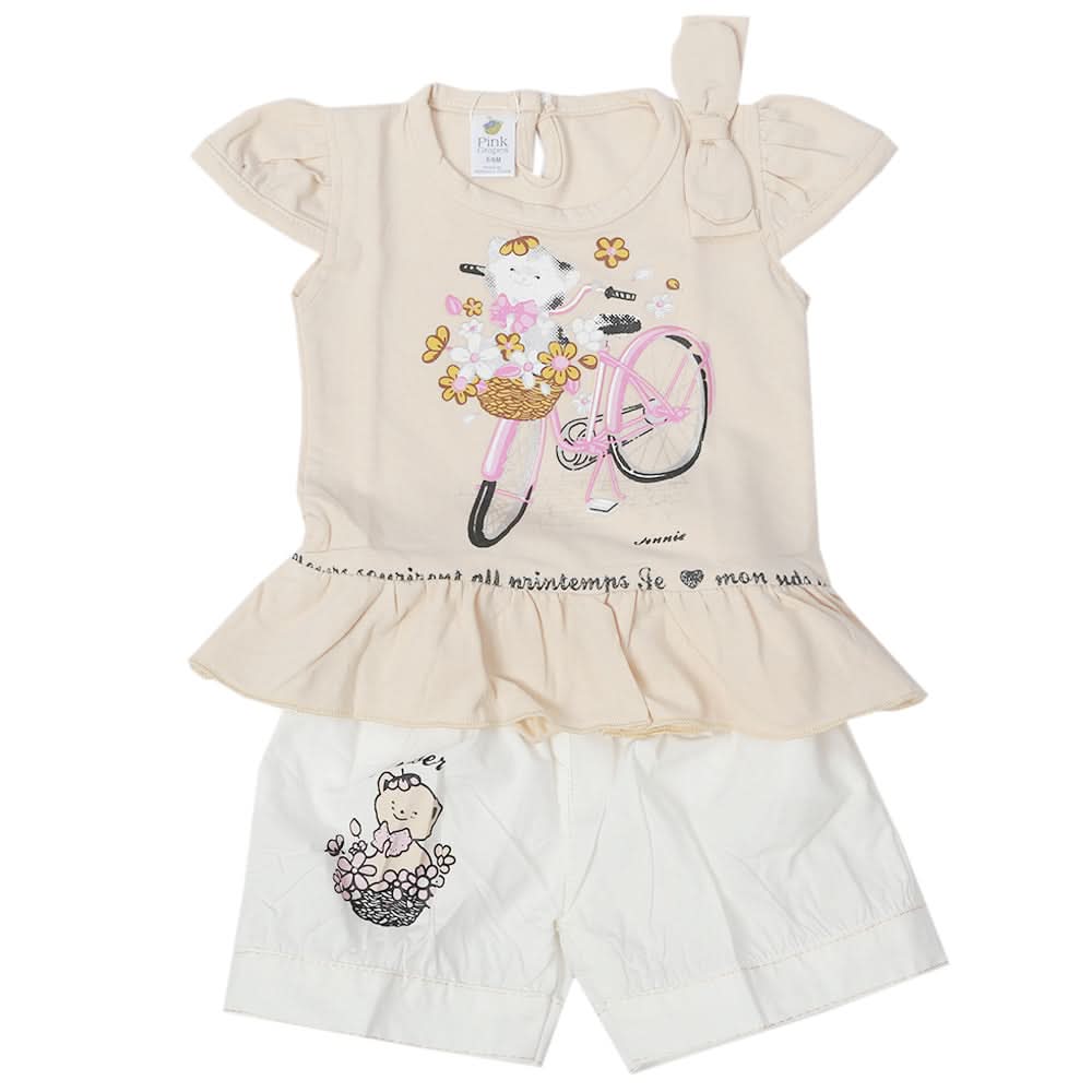 Newborn Girls Half Sleeves Suit - Beige, Kids, Newborn Girls Sets And Suits, Chase Value, Chase Value