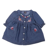 Girls Embroidered Denim Frock- Dark Blue, Kids, Girls Kurti, Chase Value, Chase Value