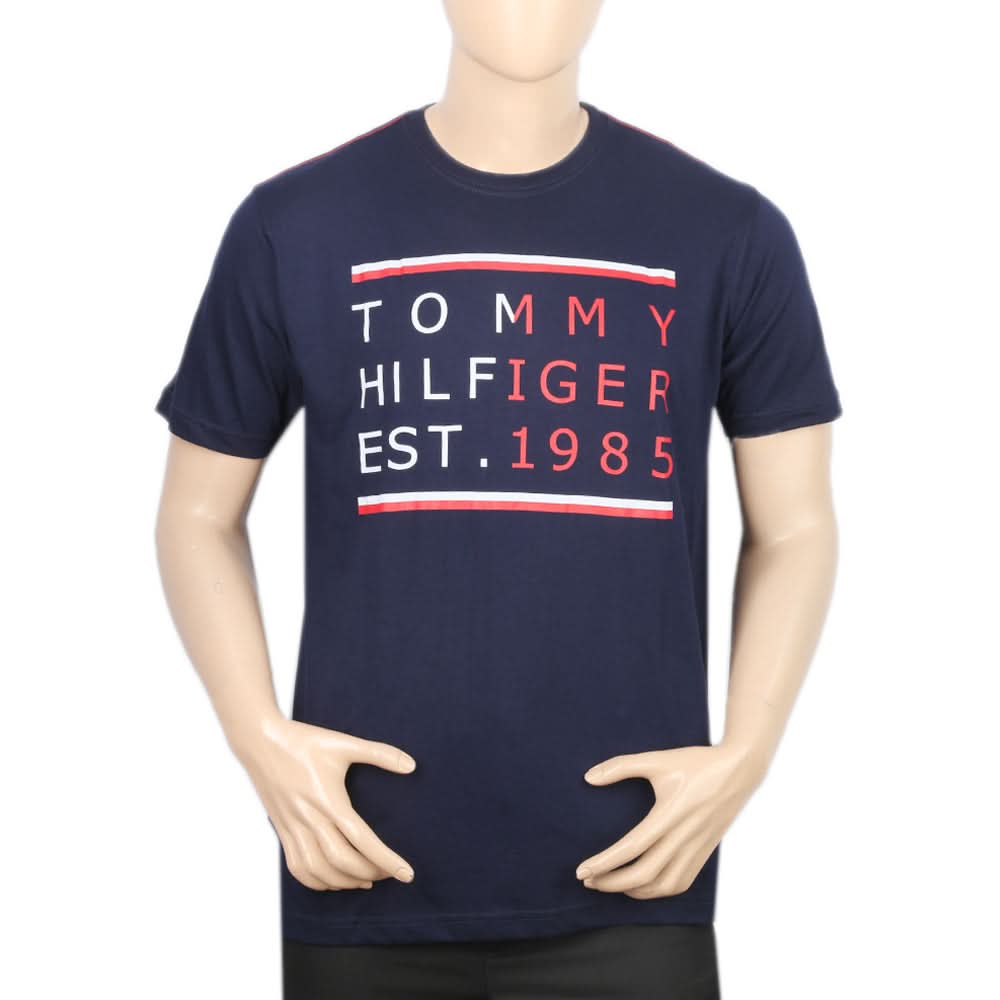 Men's Half Sleeves Print T-Shirt - Navy Blue, Men, T-Shirts And Polos, Chase Value, Chase Value