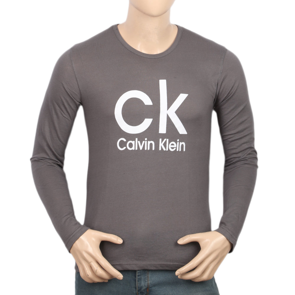 Men's Full Sleeves Printed T-Shirt - Grey, Men, T-Shirts And Polos, Chase Value, Chase Value