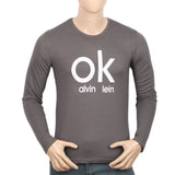 Men's Full Sleeves Printed T-Shirt - Grey, Men, T-Shirts And Polos, Chase Value, Chase Value