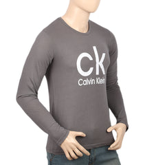 Men's Full Sleeves Printed T-Shirt - Grey, Men, T-Shirts And Polos, Chase Value, Chase Value