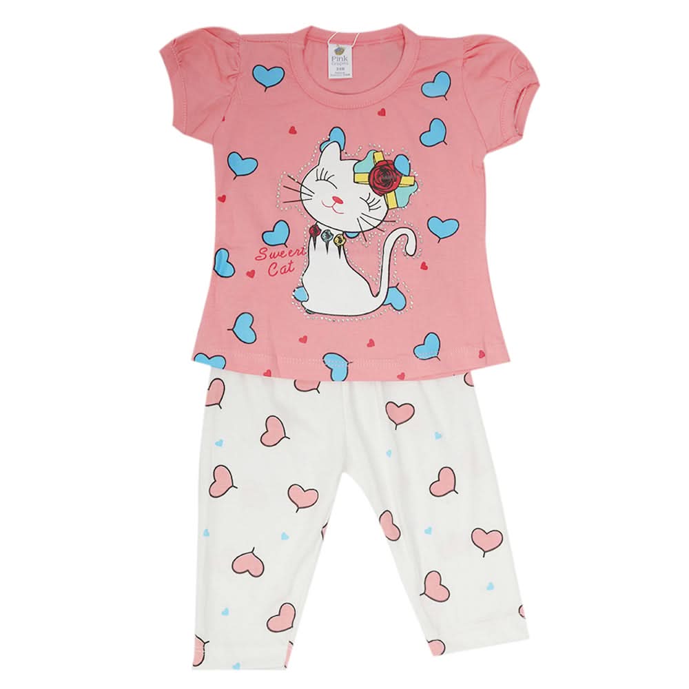 Newborn Girls Half Sleeves Suit - Pink, Kids, Newborn Girls Sets And Suits, Chase Value, Chase Value