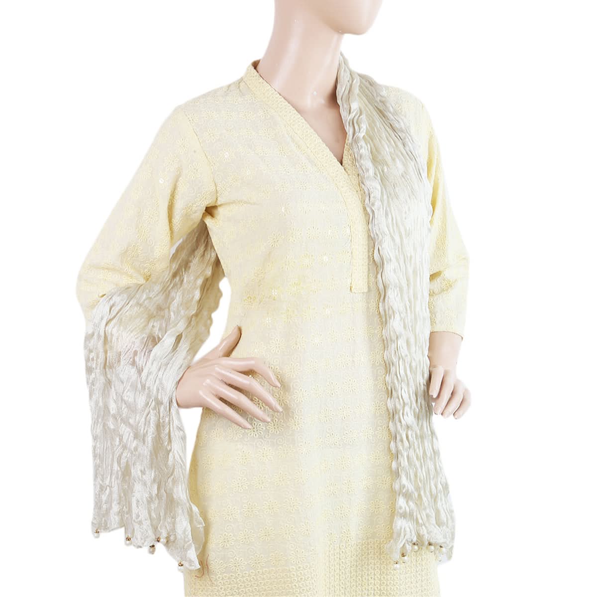 Women's Scarves With Pearls - Off White, Women, Dupatta, Chase Value, Chase Value