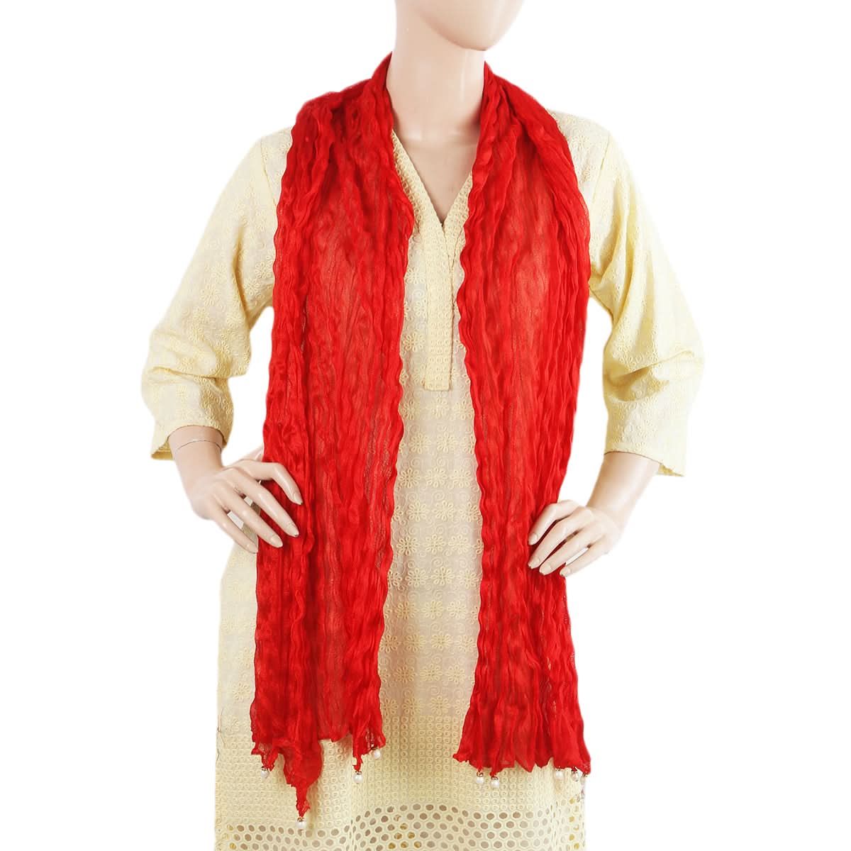 Women's Scarves With Pearls - Red, Women, Dupatta, Chase Value, Chase Value