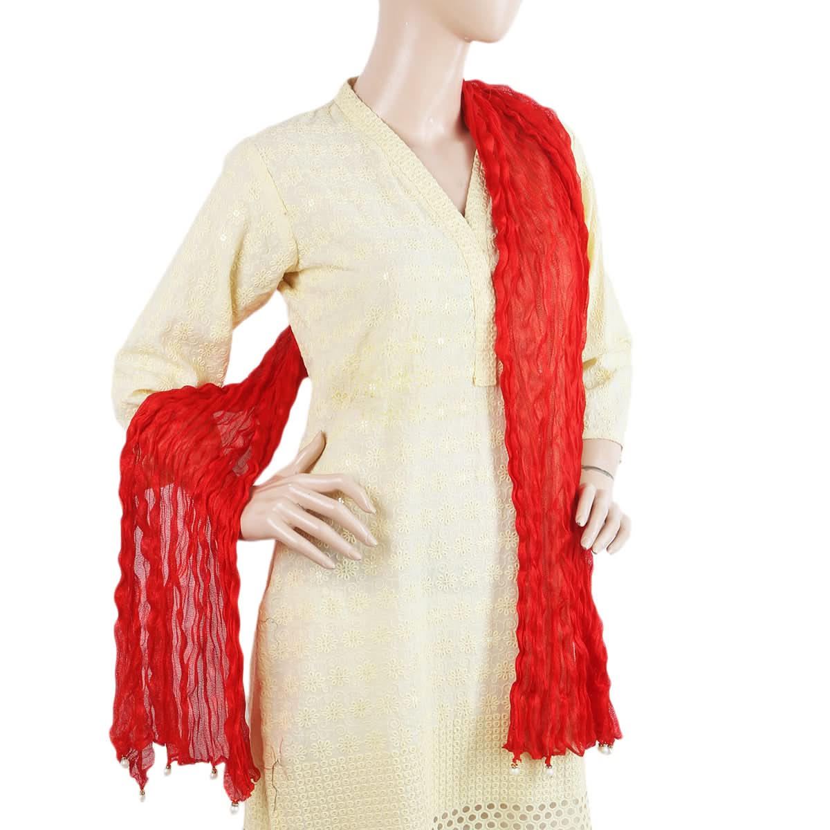 Women's Scarves With Pearls - Red, Women, Dupatta, Chase Value, Chase Value