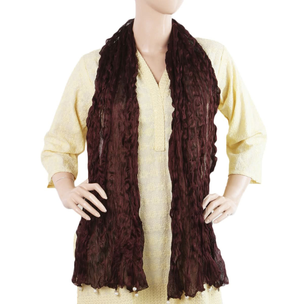 Women's Scarves With Pearls -  Dark Brown, Women, Dupatta, Chase Value, Chase Value